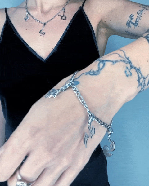 sun moon rising zodiac charm bracelet and necklace