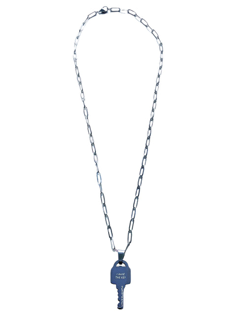 engraved key necklace comes with padlock for relationship jewelry