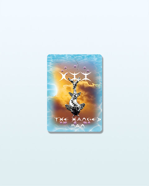 Tarot charm necklace featuring 3D koi fish for a modern interpretation of The Hanged Man major arcana