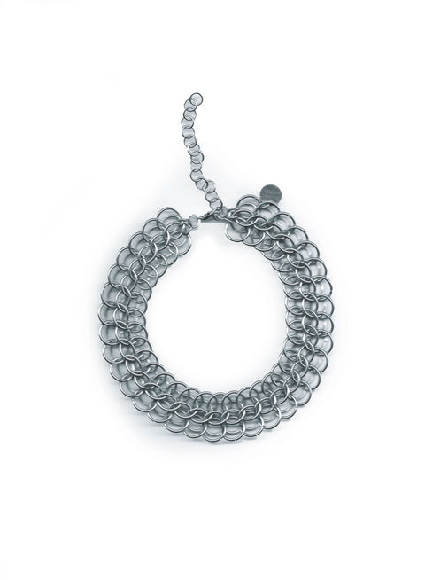 dragonscale chainmail choker or collar necklace, handmade from hypoallergenic stainless steel