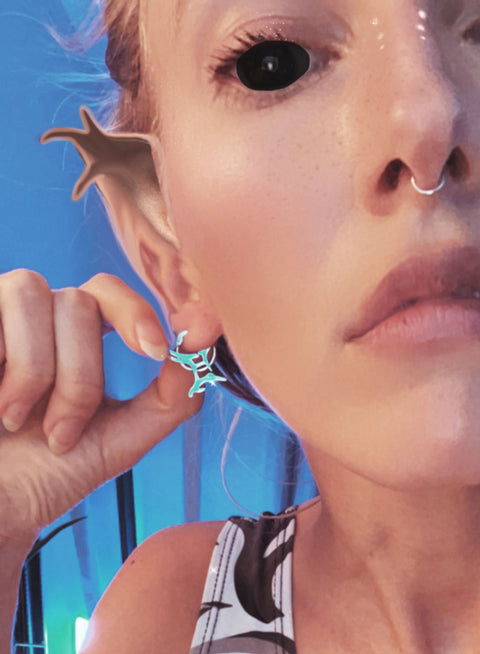 stainless steel gemini symbol hoop earrings unisex