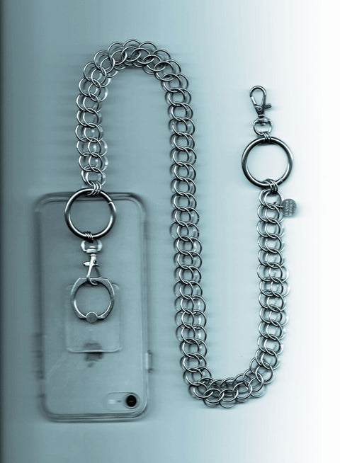 convertible chainmail pocket chain, can be worn as a phone leash, a pocket chain, or a necklace