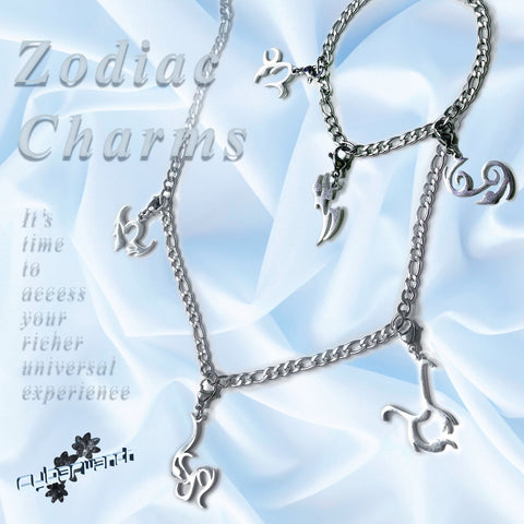 sun moon rising zodiac charm bracelet and necklace