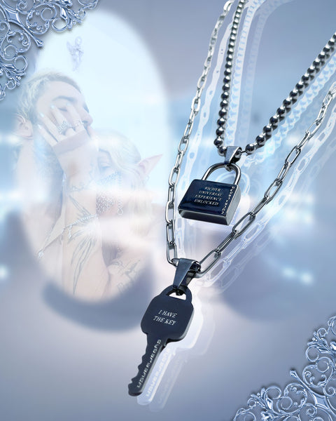 Lock + Key Necklace Set