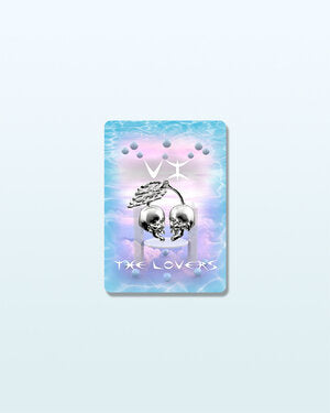 Tarot charm necklace featuring 3D skull cherries for a modern interpretation of The Lovers major arcana