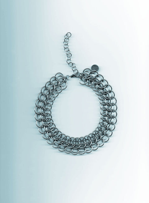 dragonscale chainmail choker or collar necklace, handmade from hypoallergenic stainless steel