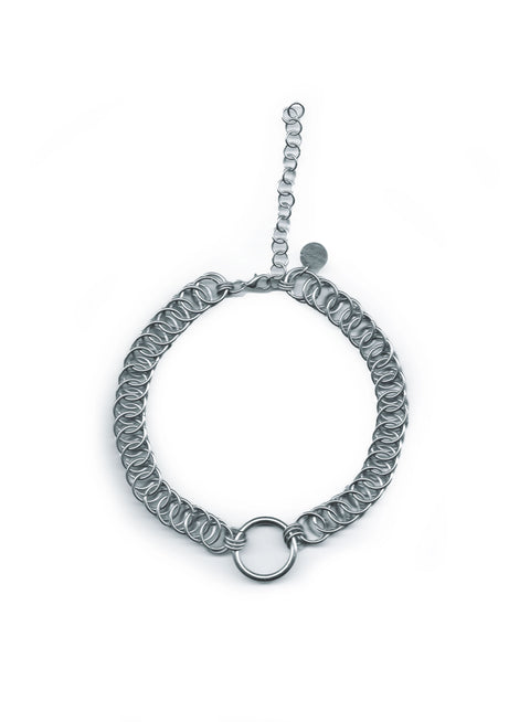 chainmail o-ring day collar made with hypoallergenic stainless steel